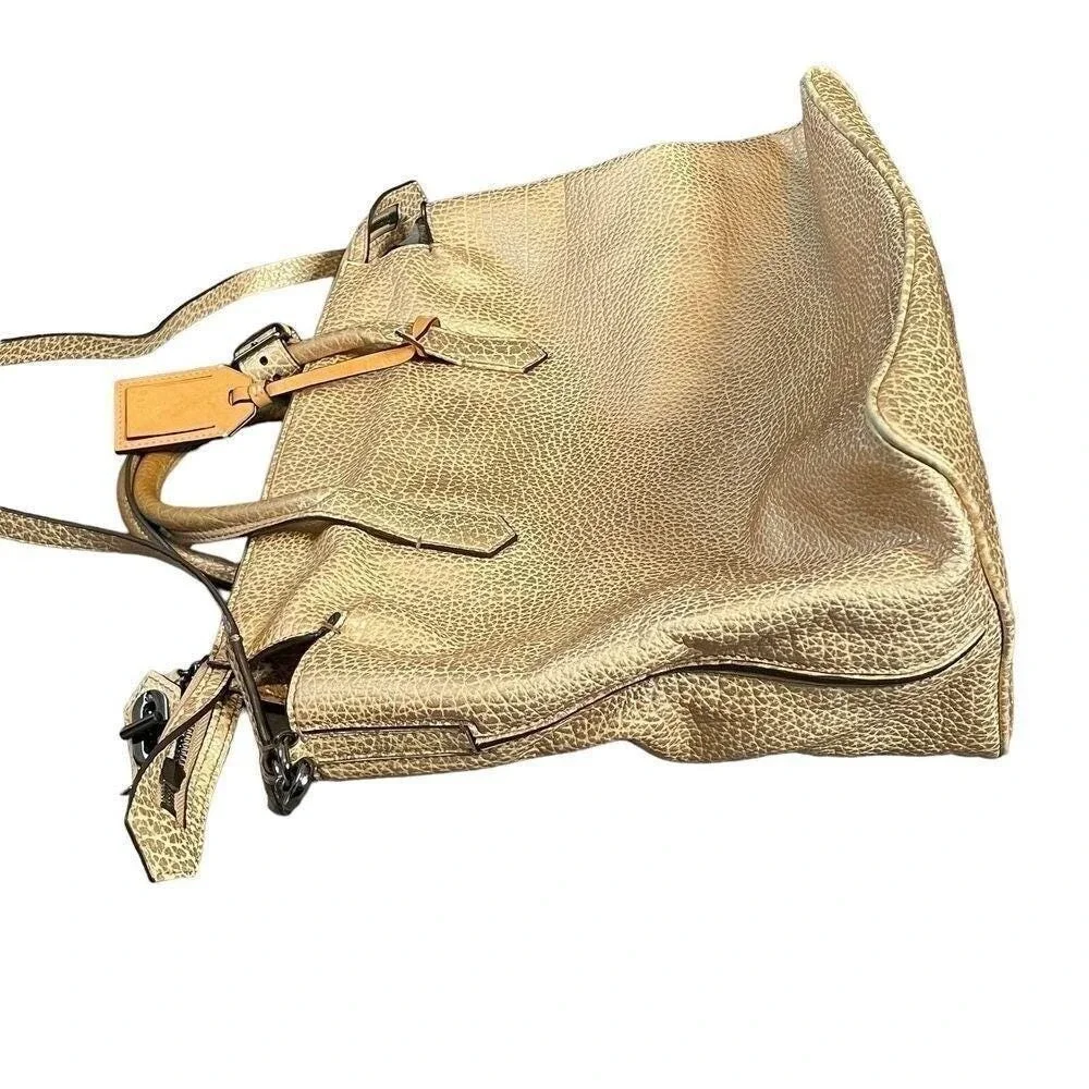 Reed Krakoff Metallic Textured Leather Satchel Crossbody Shoulder‎ Bag Gold
